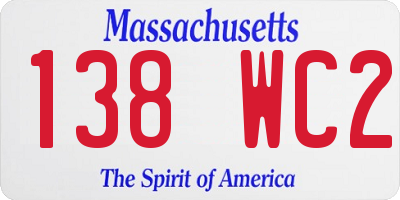 MA license plate 138WC2