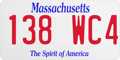 MA license plate 138WC4