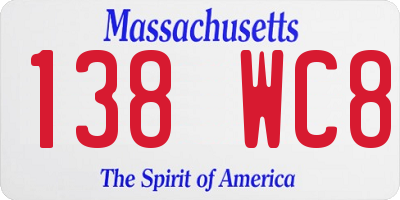 MA license plate 138WC8