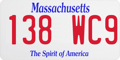 MA license plate 138WC9