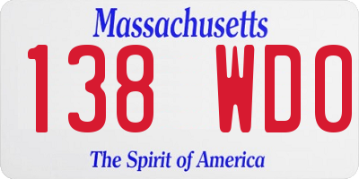 MA license plate 138WD0