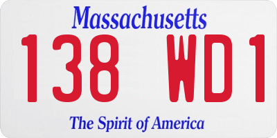 MA license plate 138WD1