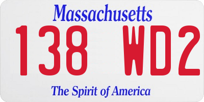 MA license plate 138WD2
