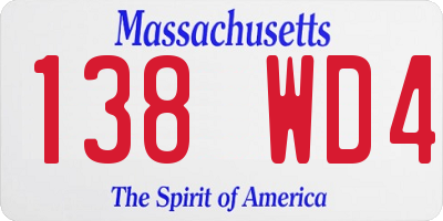 MA license plate 138WD4