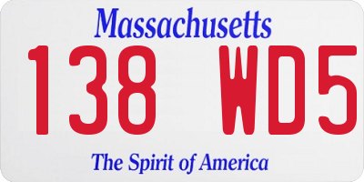 MA license plate 138WD5