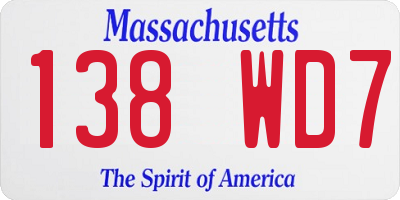MA license plate 138WD7