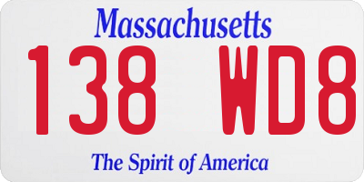 MA license plate 138WD8