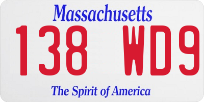 MA license plate 138WD9
