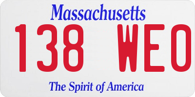 MA license plate 138WE0