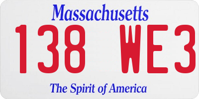MA license plate 138WE3