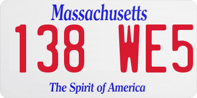 MA license plate 138WE5