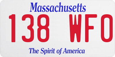 MA license plate 138WF0