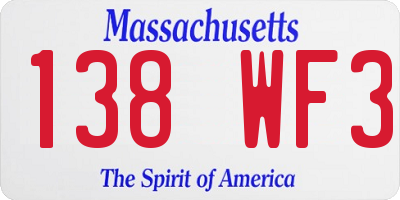 MA license plate 138WF3