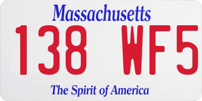 MA license plate 138WF5
