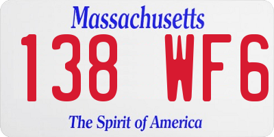 MA license plate 138WF6
