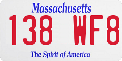 MA license plate 138WF8