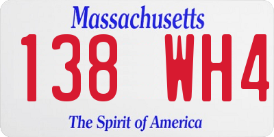 MA license plate 138WH4
