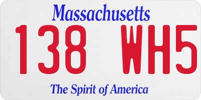 MA license plate 138WH5