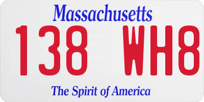 MA license plate 138WH8