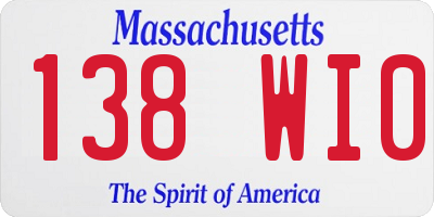 MA license plate 138WI0