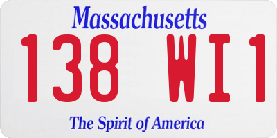 MA license plate 138WI1