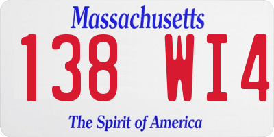 MA license plate 138WI4