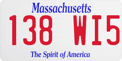 MA license plate 138WI5