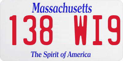 MA license plate 138WI9