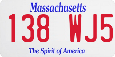 MA license plate 138WJ5
