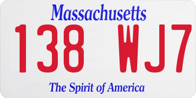 MA license plate 138WJ7