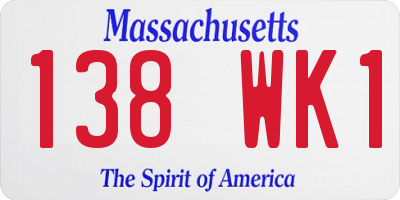 MA license plate 138WK1