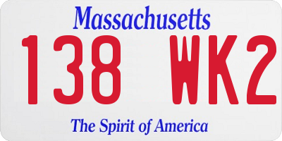 MA license plate 138WK2