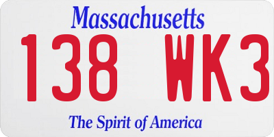 MA license plate 138WK3
