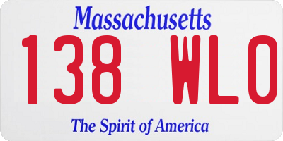 MA license plate 138WL0