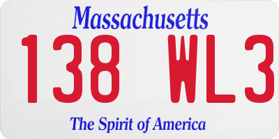 MA license plate 138WL3