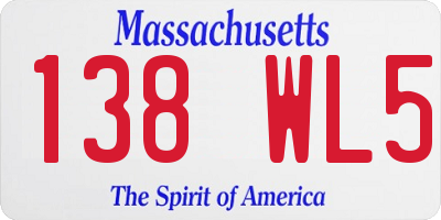 MA license plate 138WL5