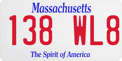MA license plate 138WL8