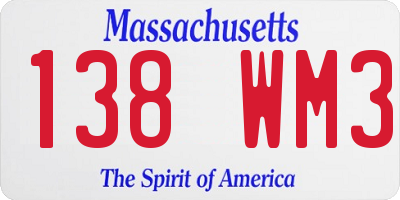 MA license plate 138WM3