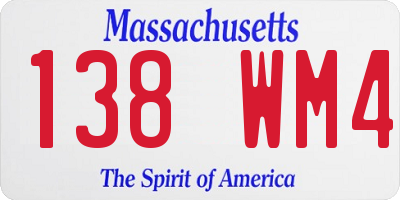 MA license plate 138WM4