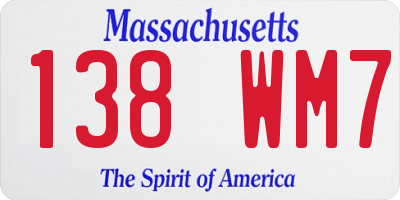 MA license plate 138WM7