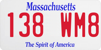 MA license plate 138WM8