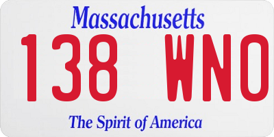 MA license plate 138WN0