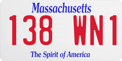 MA license plate 138WN1