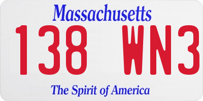 MA license plate 138WN3