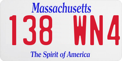 MA license plate 138WN4
