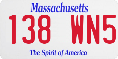 MA license plate 138WN5