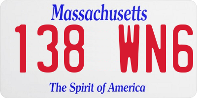 MA license plate 138WN6