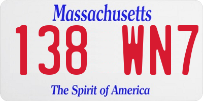 MA license plate 138WN7