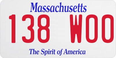 MA license plate 138WO0