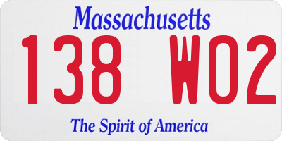 MA license plate 138WO2